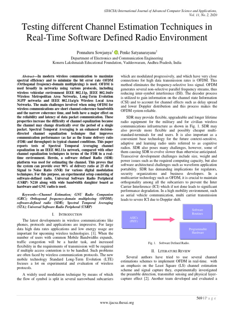 Channel Estimation in SDR for OFDM | PDF | Orthogonal Frequency ...