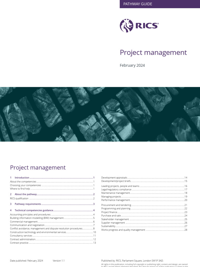 RICS Project Management Pathway Guide 2024 | PDF | Building Information ...