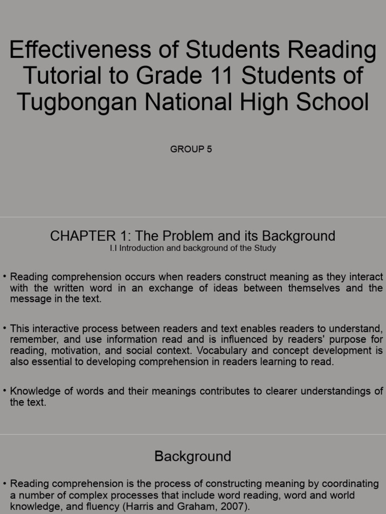 Reading Tutorial Impact on Grade 11 Students | PDF | Reading ...