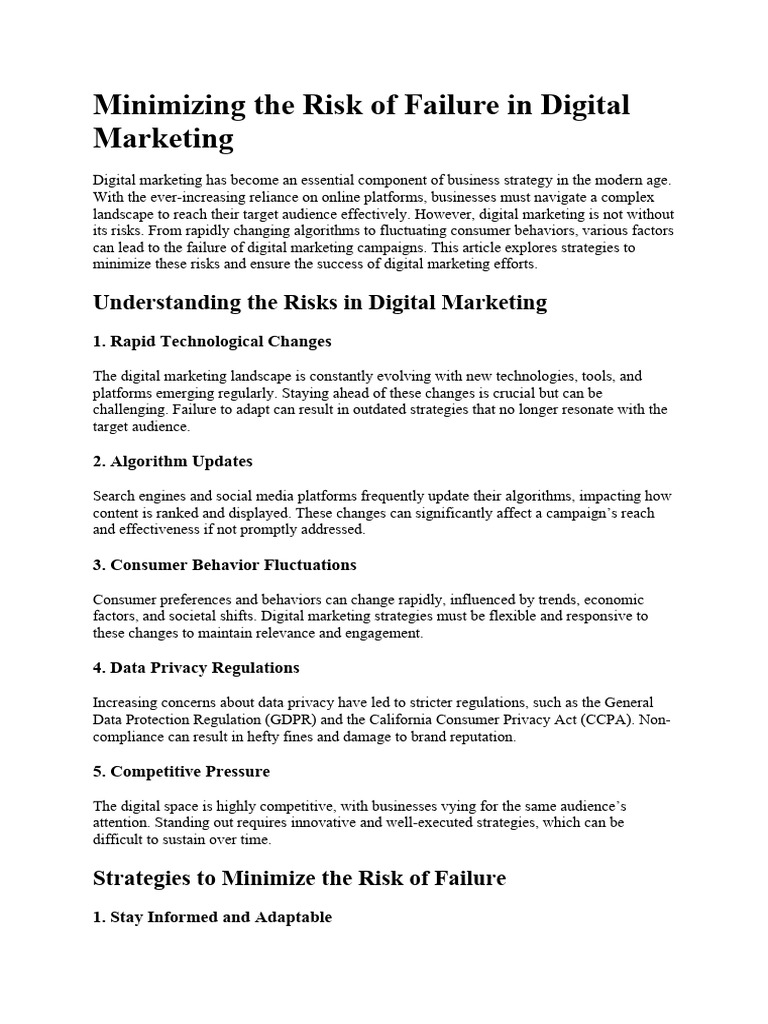 Minimizing The Risk of Failure in Digital Marketing | PDF | Digital ...