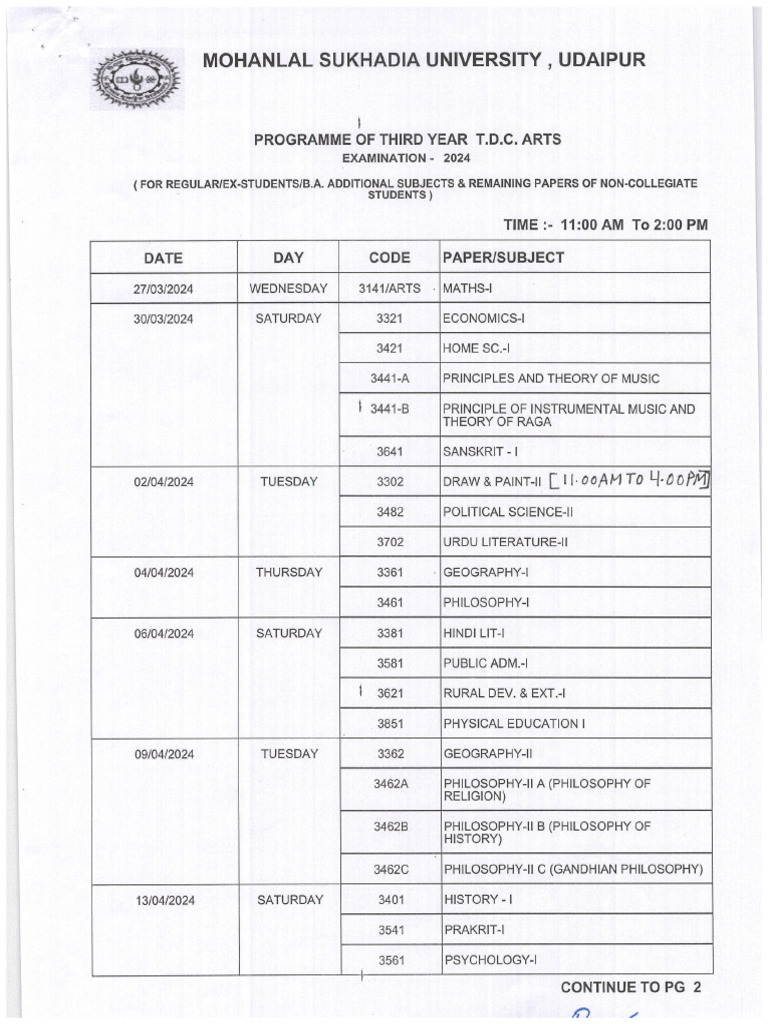 13753_TIME TABLE OF B.A. THIRD YEAR ( FOR REGULAR - EX STUDENTS ...