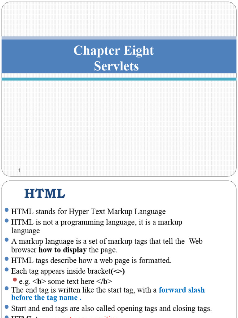 Java Programming Chapter-8 Servlet-1 | PDF | Html | Markup Language