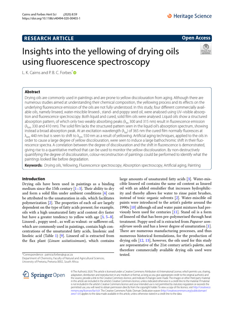 Insights Into The Yellowing of Drying Oils | PDF | Ultraviolet ...