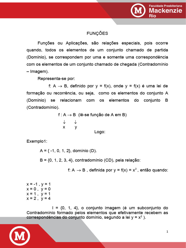 AF - Aula 5 - FunÃ Ã Es | PDF | Função (Matemática) | Domínio de ...