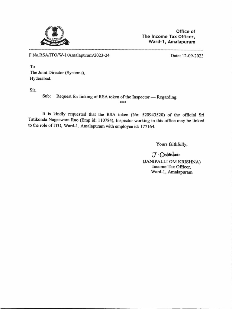 ITI RSA Token Letter | PDF