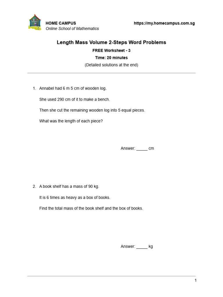 Singapore Math Modal Method Length Mass Volume 2 Step | PDF | Mathematics