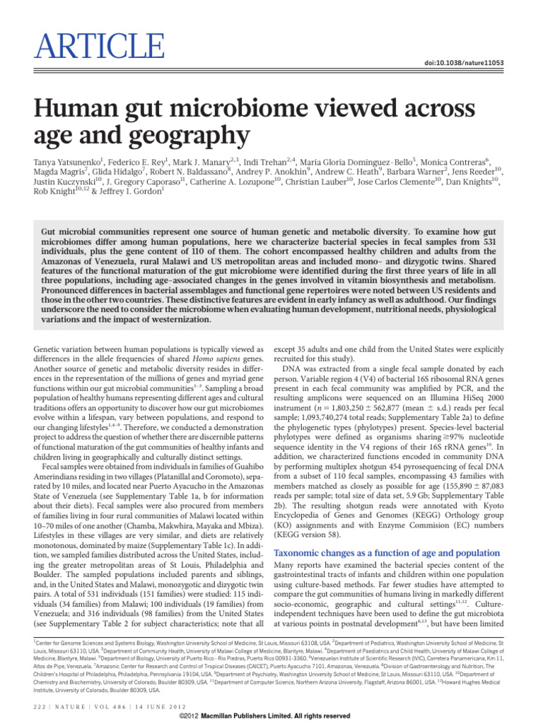 Human Gut Microbiome Diversity Study | PDF | Microbiota | Vitamin B12