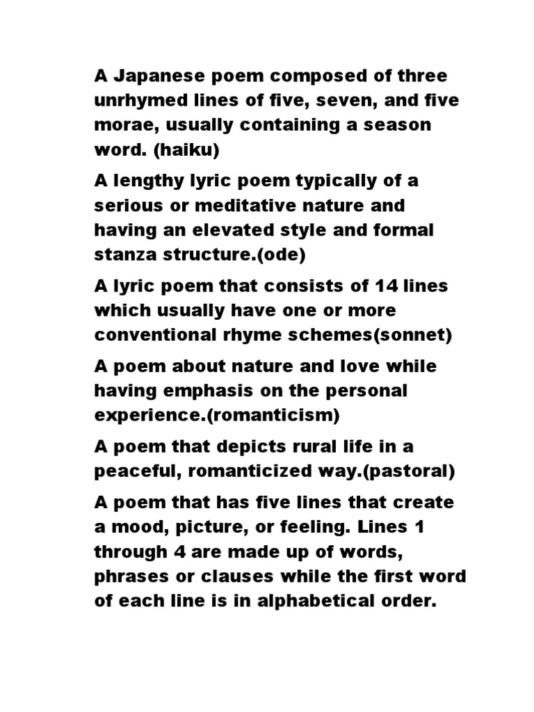 A Japanese Poem Composed of Three Unrhymed Lines of Five PDF Rhyme