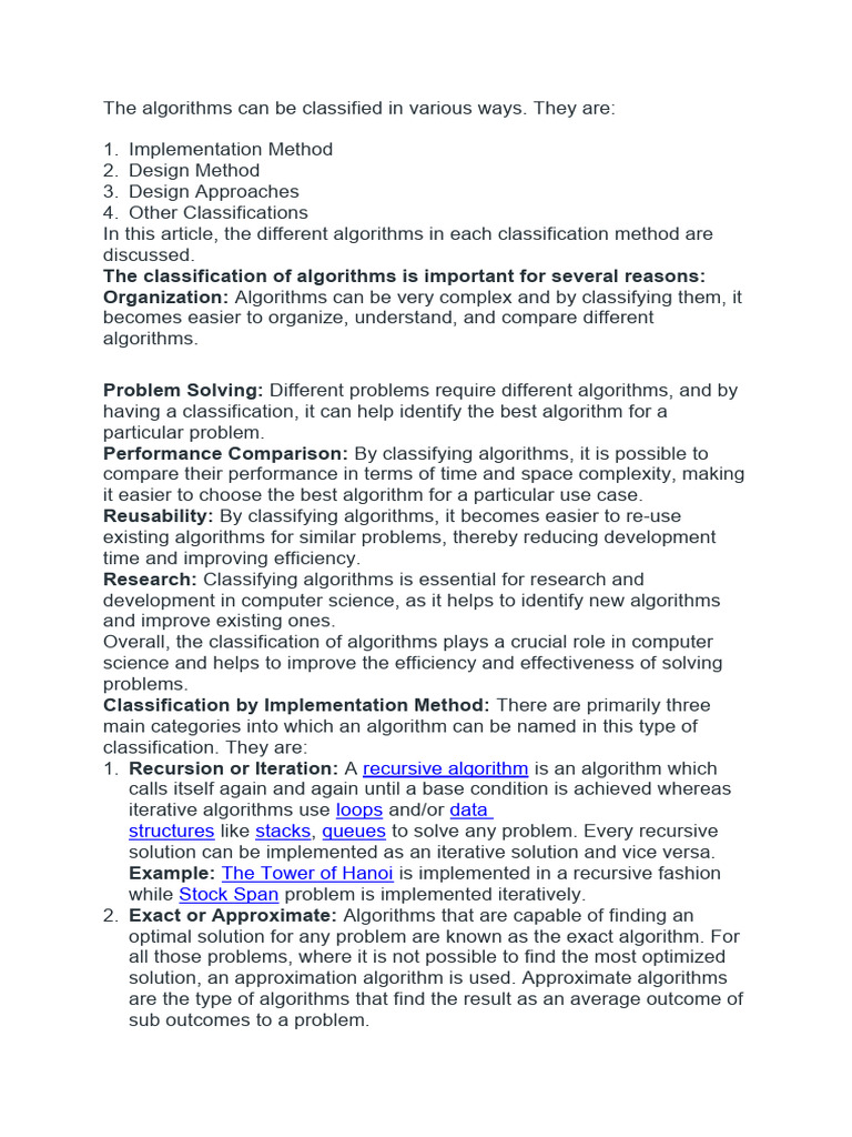 Types of Algorithm Design Techniques | PDF | Algorithms | Mathematical ...