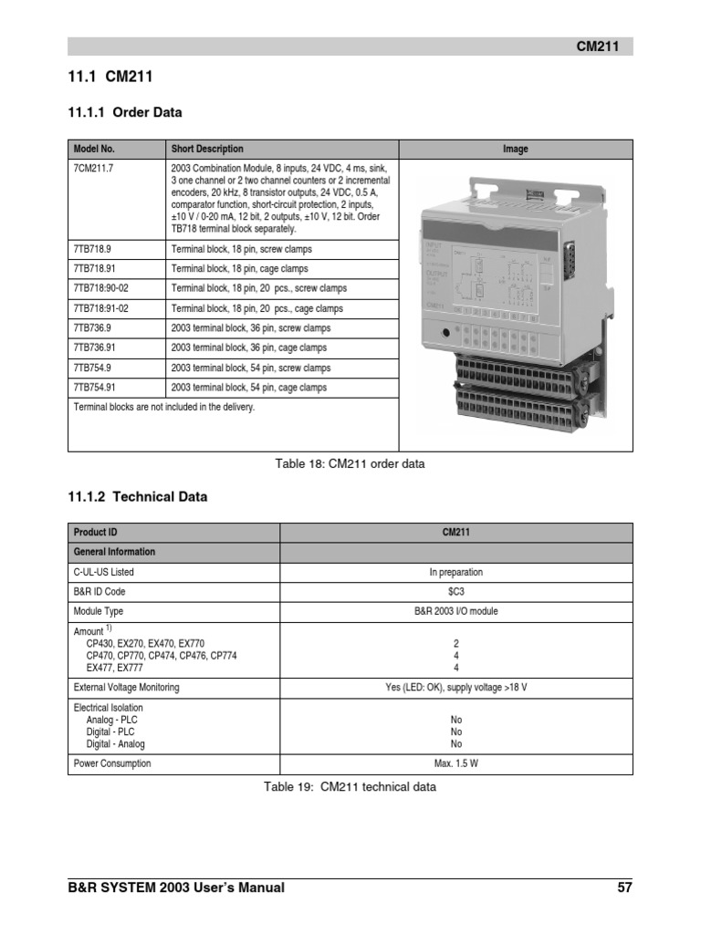B&R CM211 Module User Manual | PDF | Digital Signal | Input/Output