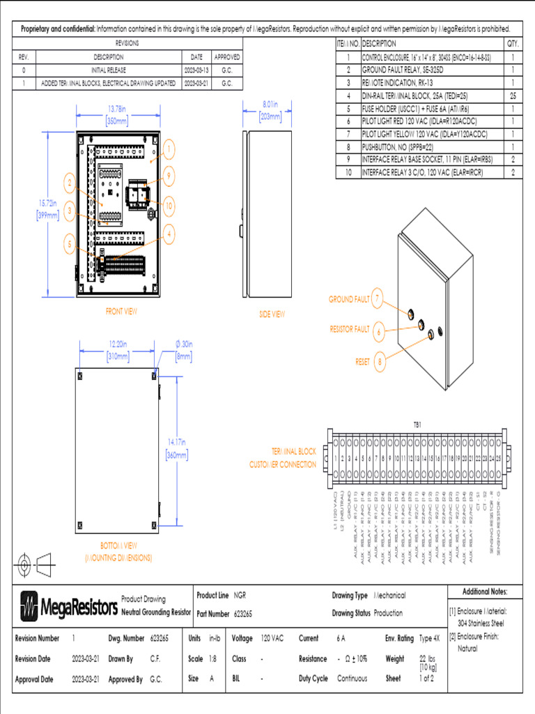 NGR Alarm Panel Drawing 623265 | PDF | Relay | Power Engineering