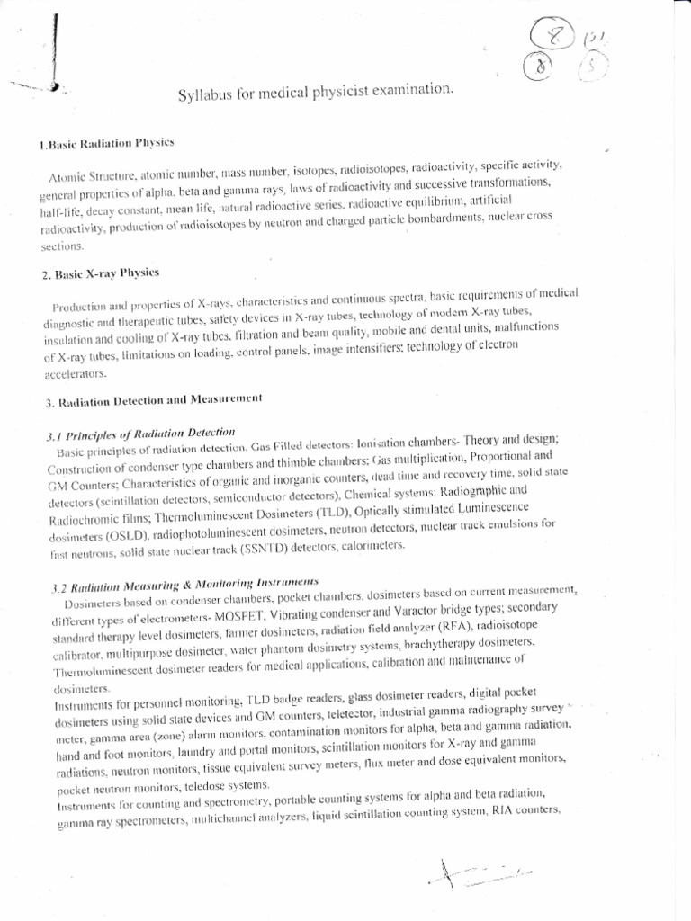 Medical Physics Syllabus Overview | PDF | Science & Mathematics