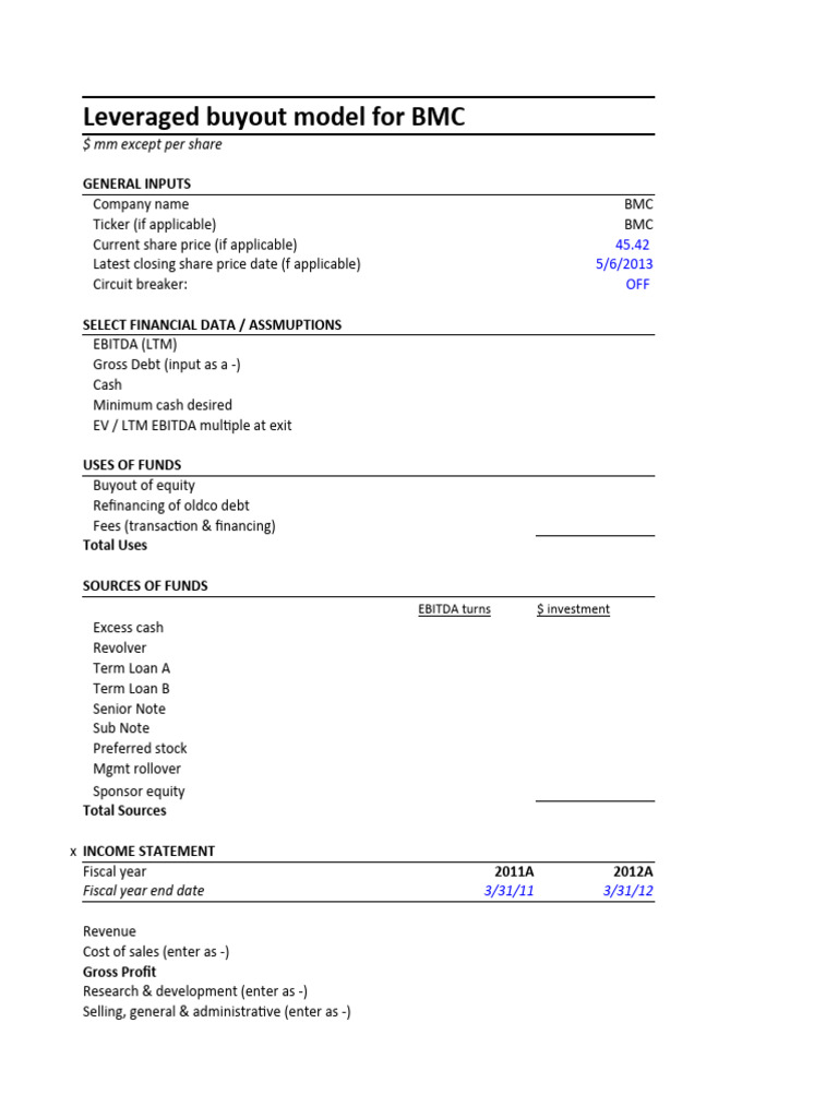 BMC Leveraged Buyout Financial Model | PDF | Capital Expenditure ...