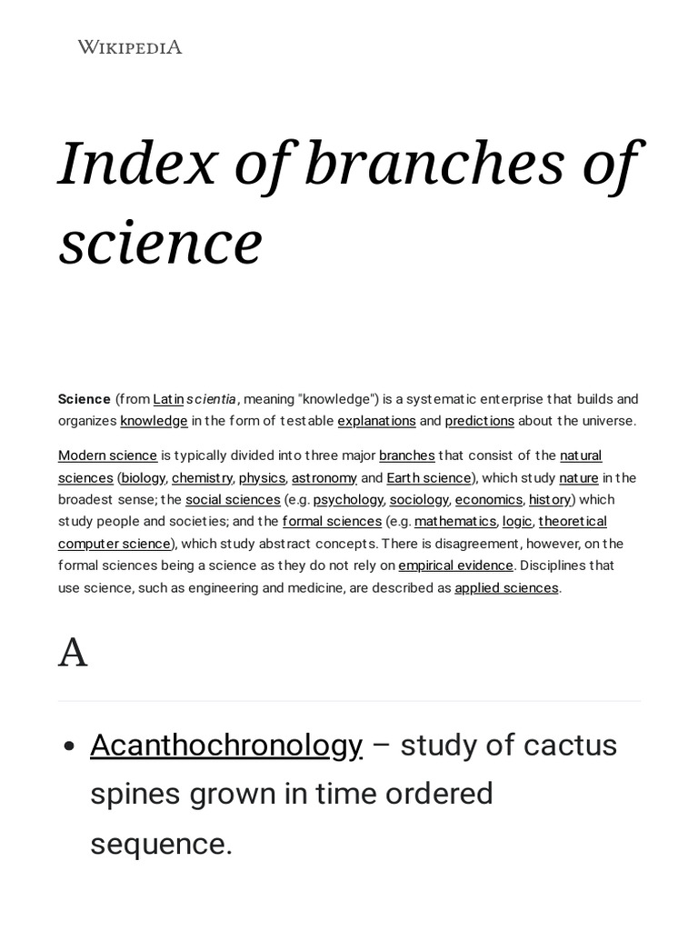 Branches of Science Explained | PDF | Science | Spectroscopy
