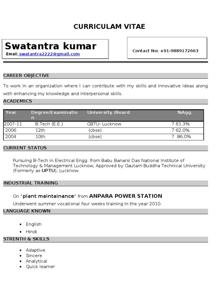 Electrical Engineering CV - Swatantra Kumar | PDF | Computers ...