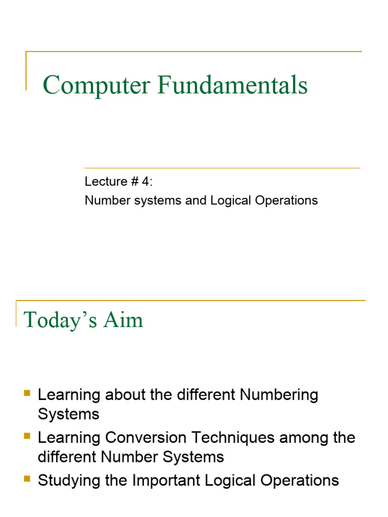 Lecture4 (Number Systems & Binary Logic) | PDF | Mathematical Logic ...