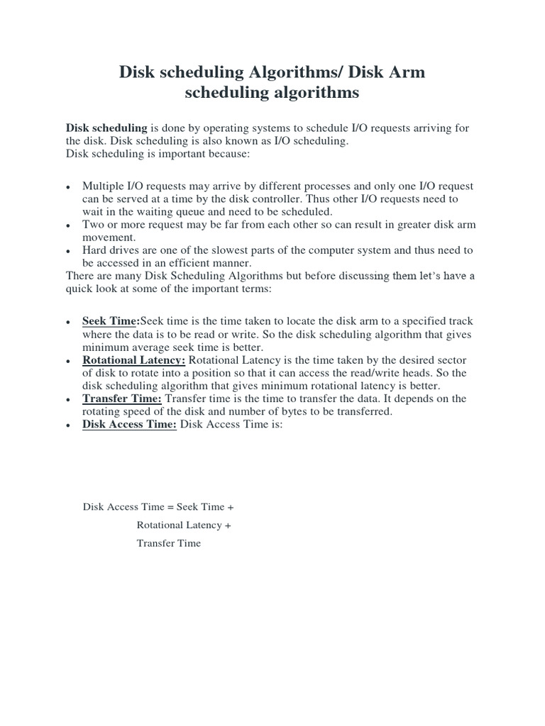 Disk Scheduling Algorithms Overview | PDF | Disk Storage | Scheduling ...