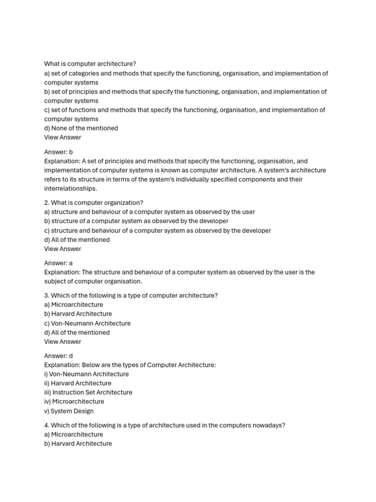 Computer Organization and Architecture MCQ (Multiple Choice Questions ...