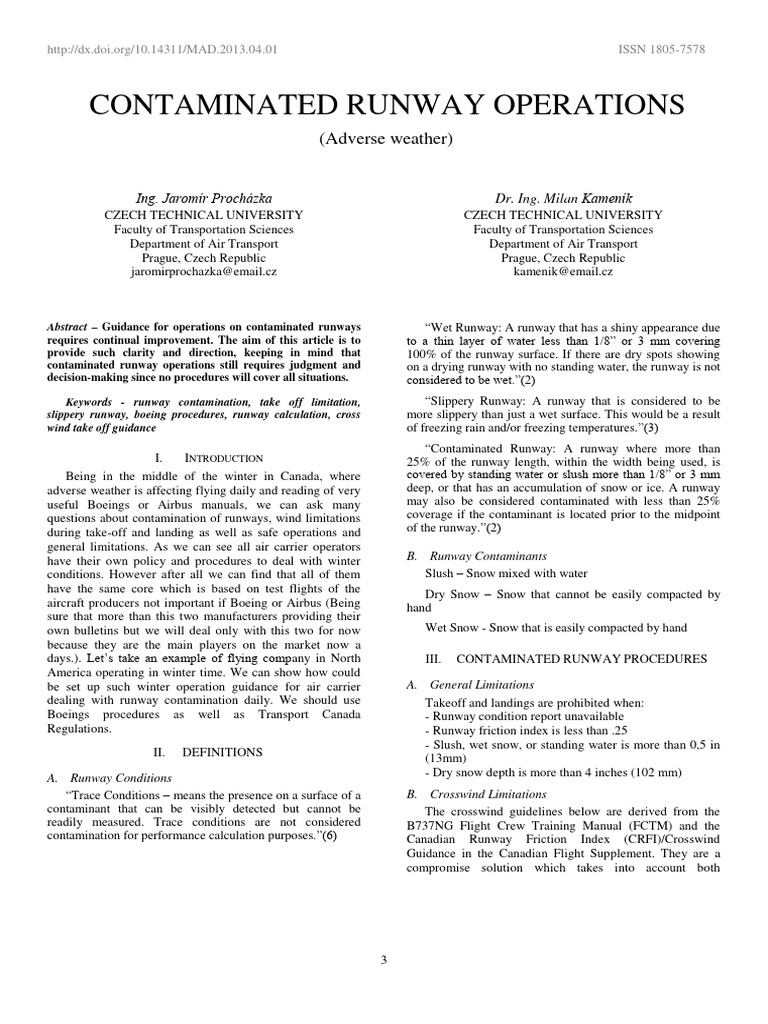 Contaminated Runway Operations - Adverse Weather | PDF | Runway | Takeoff
