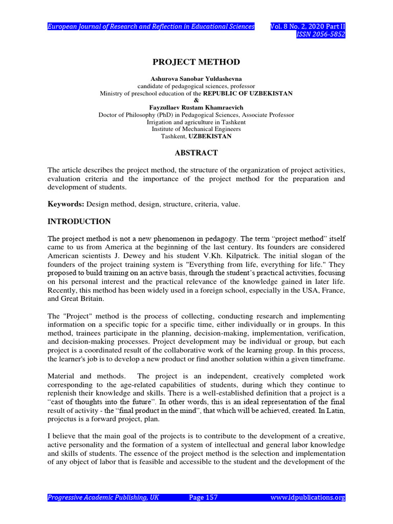 Understanding the Project Method in Education | PDF | Pedagogy ...