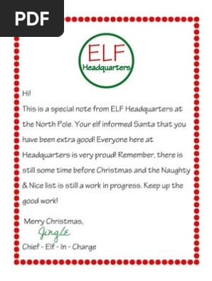 Letter From Elf on the Shelf