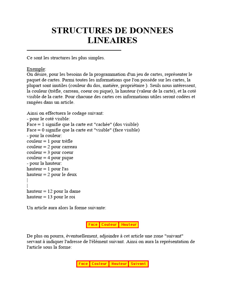 Structures de données linéaires | PDF | Informatique | Informatique