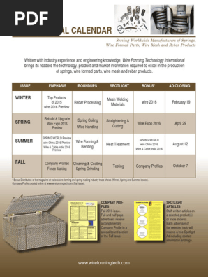 WFTI Editorial Calendar