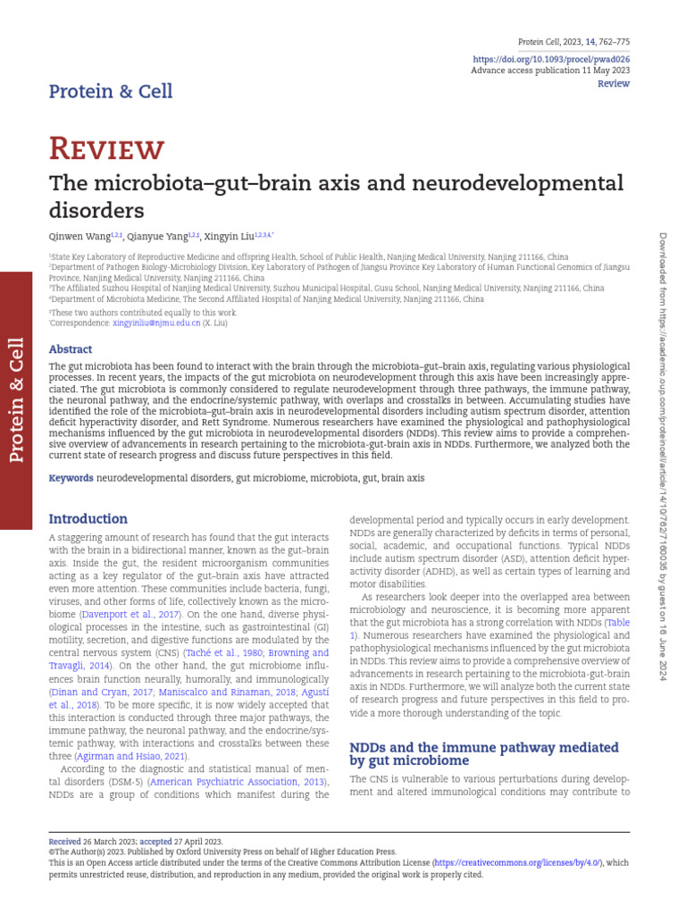 2023 The Microbiota-Gut-Brain Axis and Neurodevelopmental Disorders ...