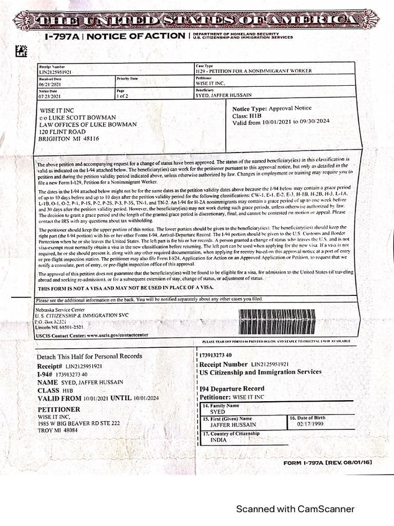 Apprvoed H1b 2021 SJH | PDF