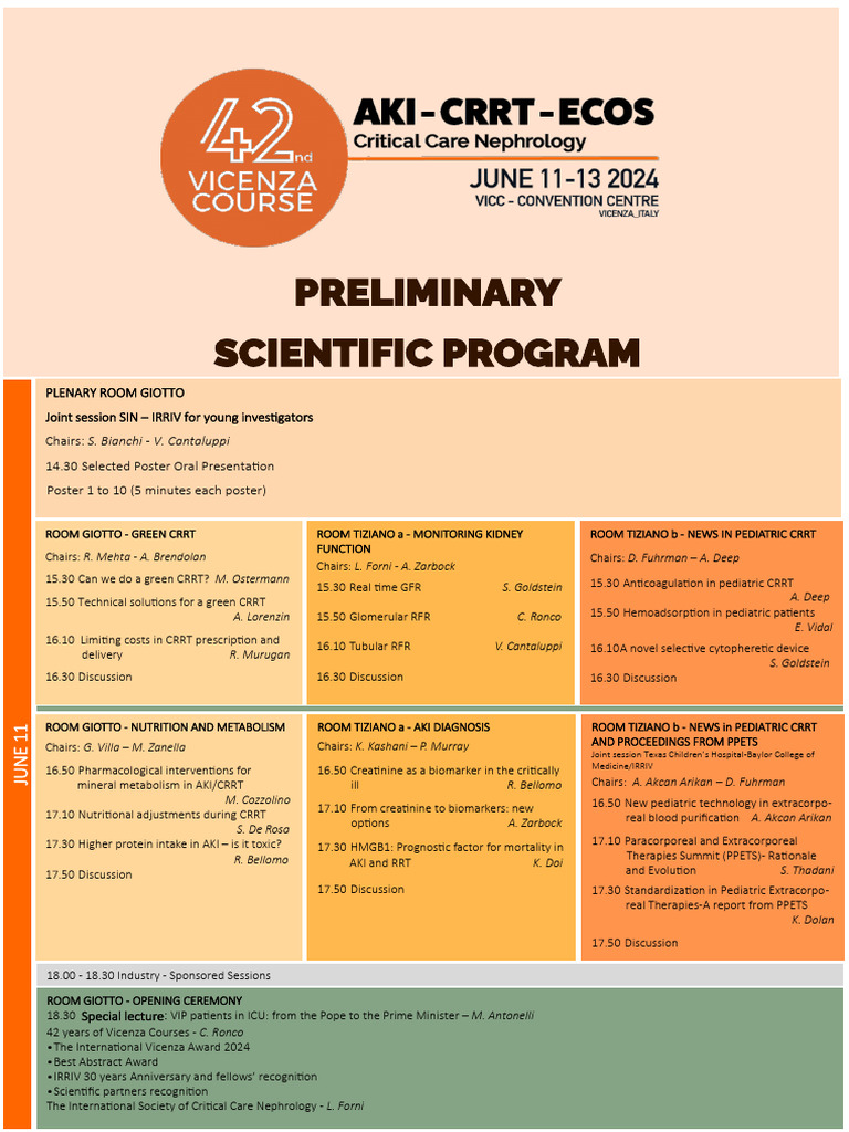 Preliminay program 42 vicenza course 2024 pdf creatinine nephrology