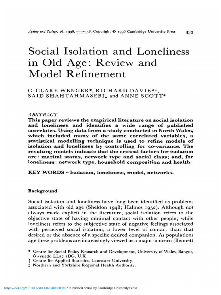 social-isolation-and-loneliness-in-old-age-review-and-model-refinement