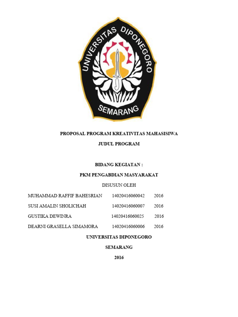 Proposal Program Kreativitas Mahasisiwa | PDF