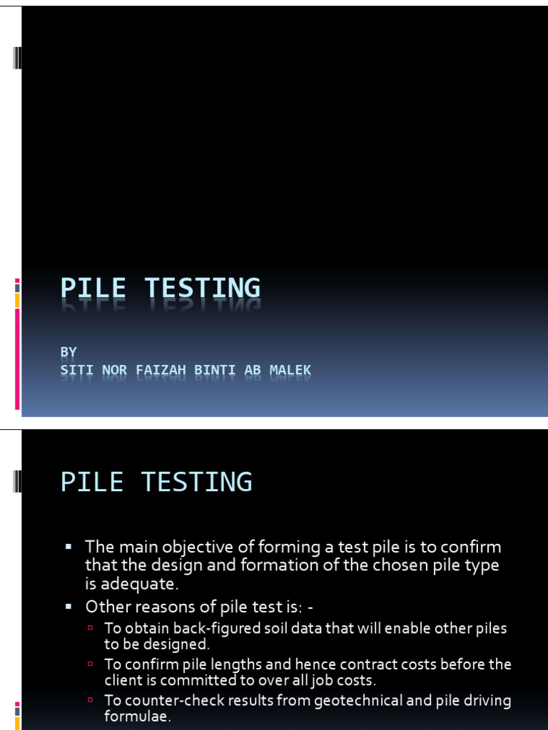 Comprehensive Guide to Pile Testing | PDF | Deep Foundation | Concrete