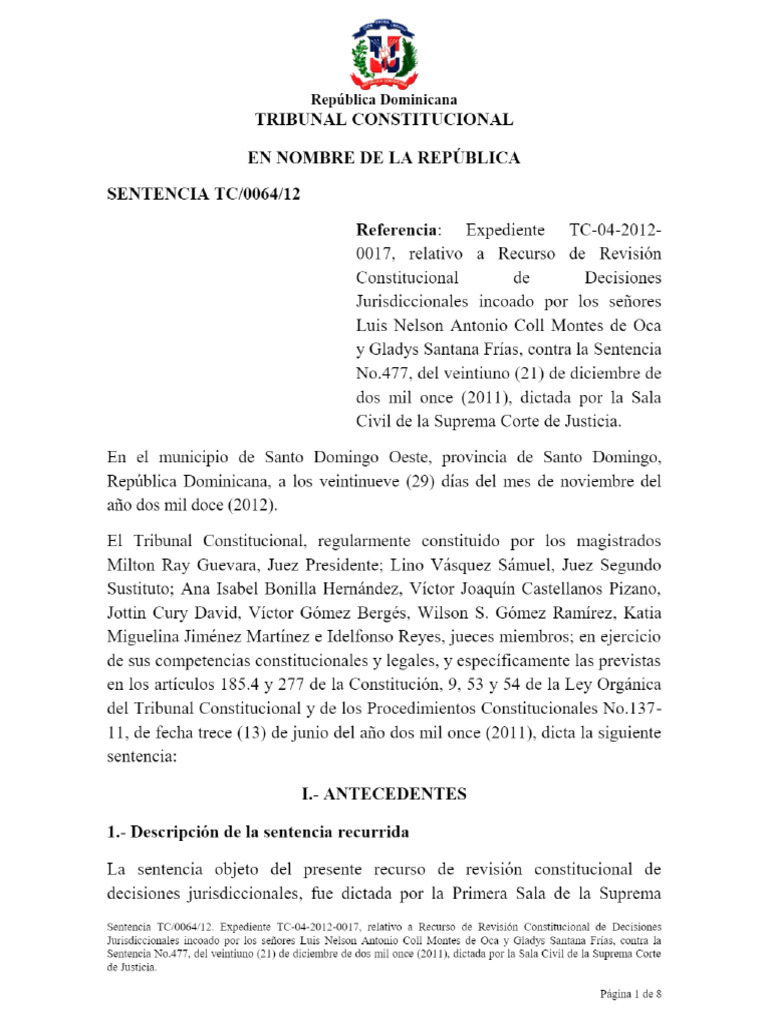 Sentencia TC 0064 12 C | PDF