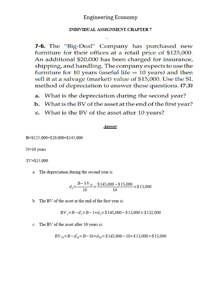 Assigment 4 - Chapter 7 - Depreciation and Income Taxes | PDF ...