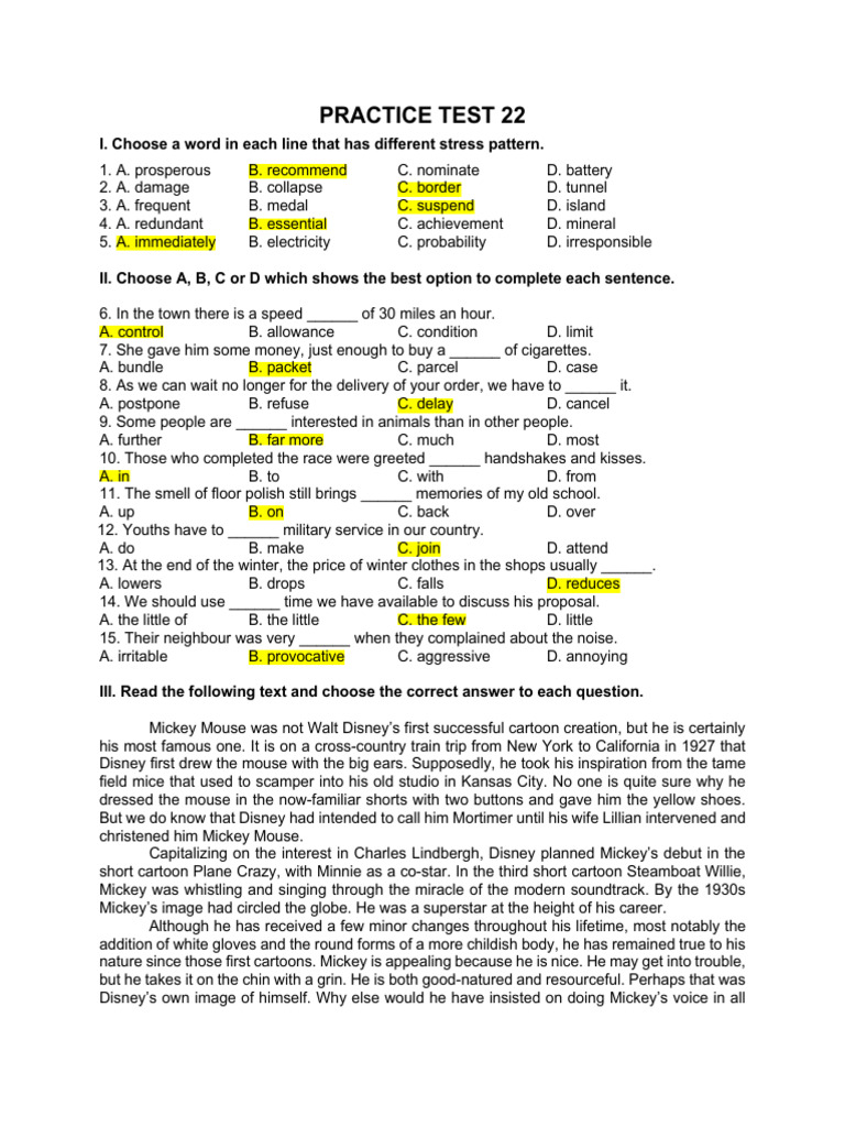 G8 - PRACTICE TEST 22 v10 | PDF