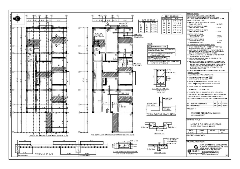 Ground Floor Roof Slab & Beam Layout | PDF | Materials | Structural ...