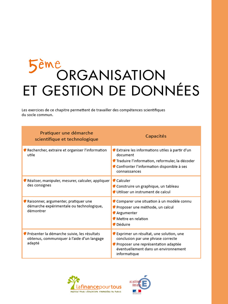 Organisation et gestion des données en 5ème | PDF | Statistiques ...