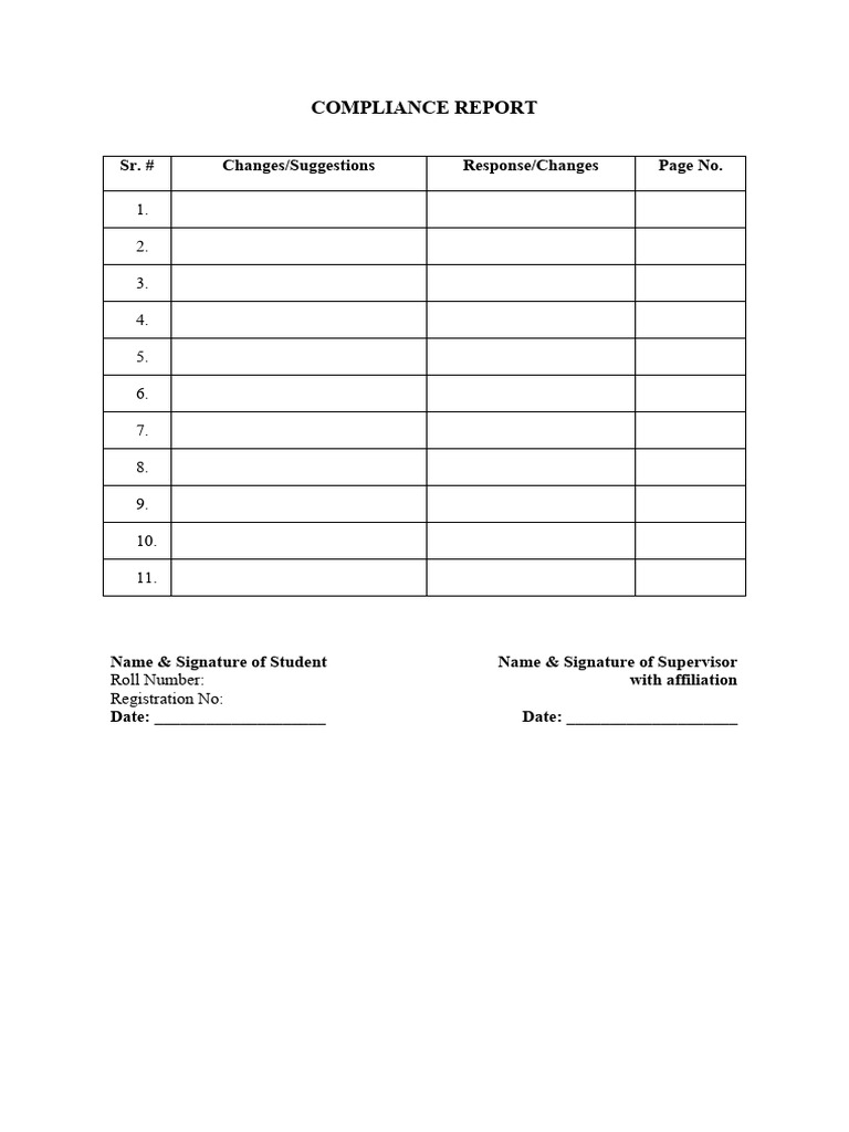 Compliance Report Format PDF