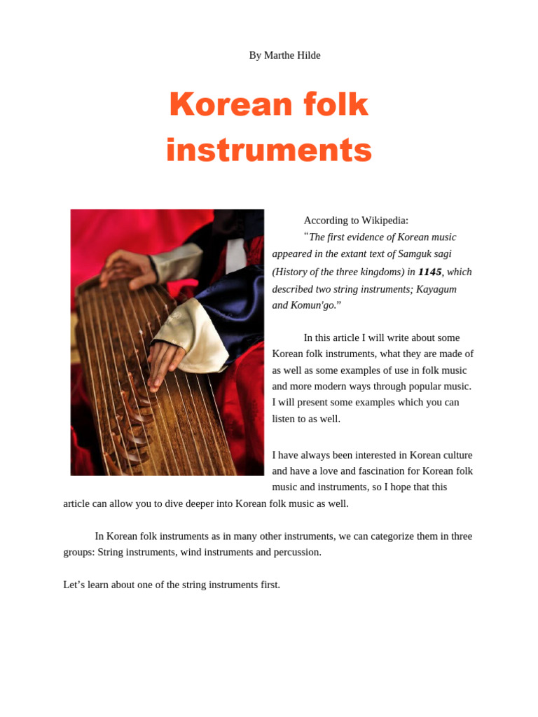 Korean Folk Instruments | PDF | Musicology | Music Technology