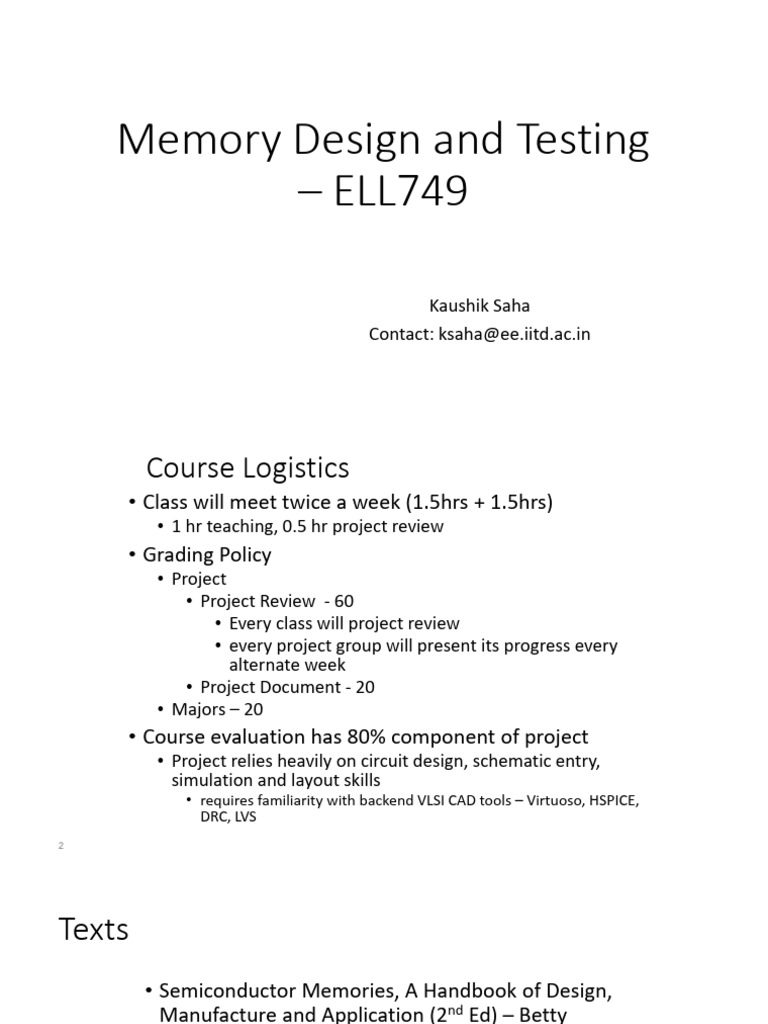Memory Design Course Overview | PDF | Computer Memory | Dynamic Random ...