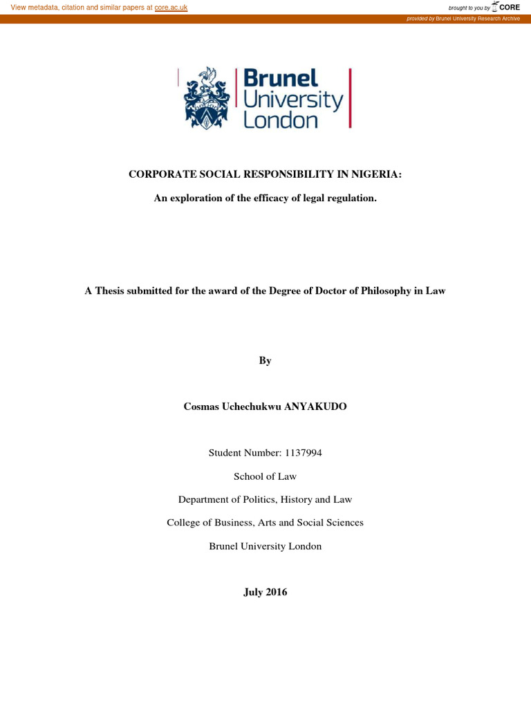 Corporate Social Responsibility in Niger | PDF | Corporate Social ...