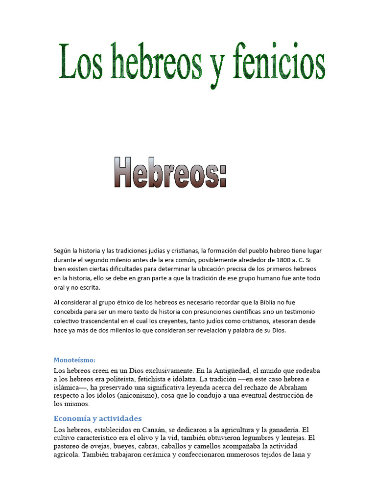 Orígenes Hebreos y Comercio Fenicio | PDF | Fenicia
