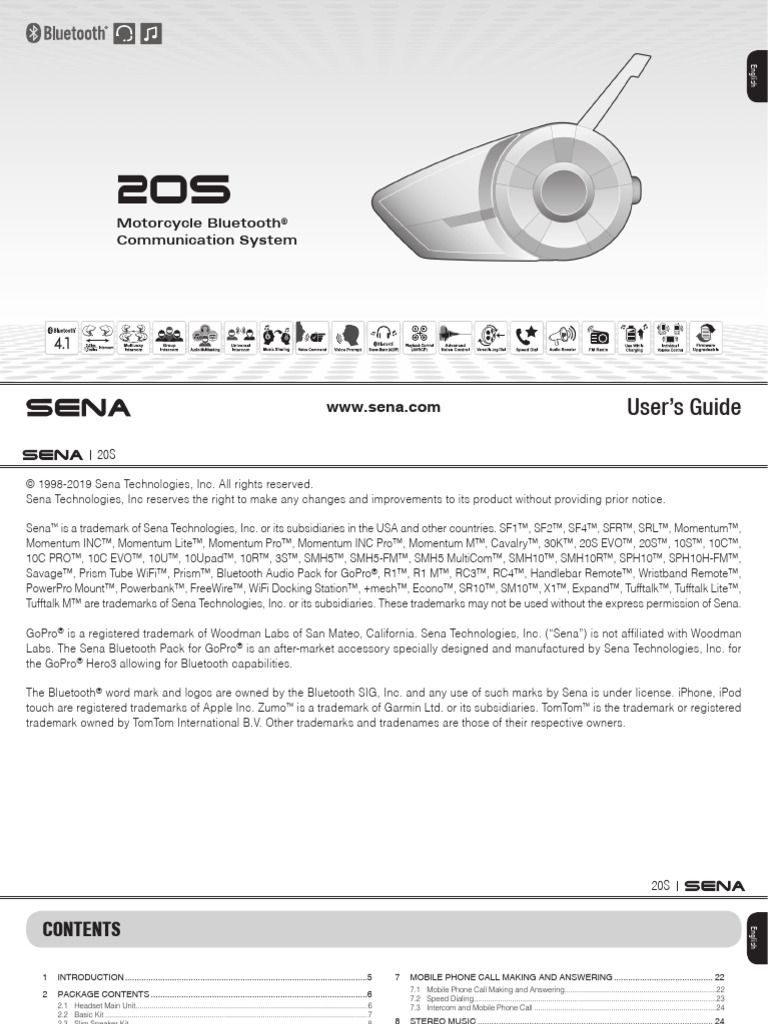 SENA User Guide | PDF | Bluetooth | Telephone