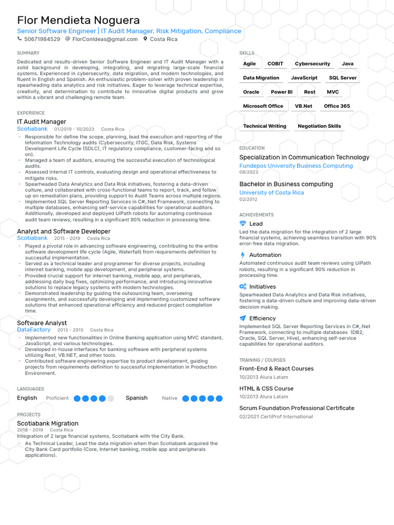 Senior Software Engineer & IT Audit Manager | PDF | Software | Ibm Db2