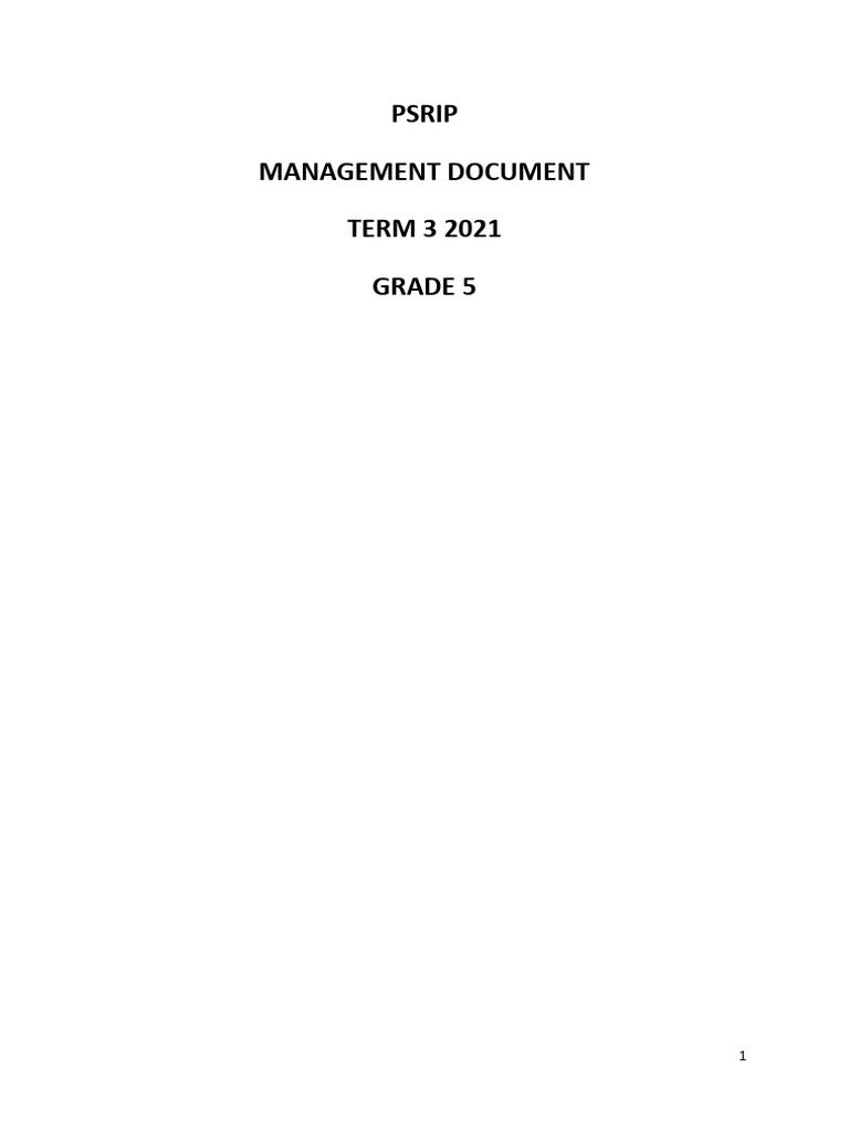 PSRIP Grade 5 Management Term 3 2021 | PDF | Reading Comprehension ...