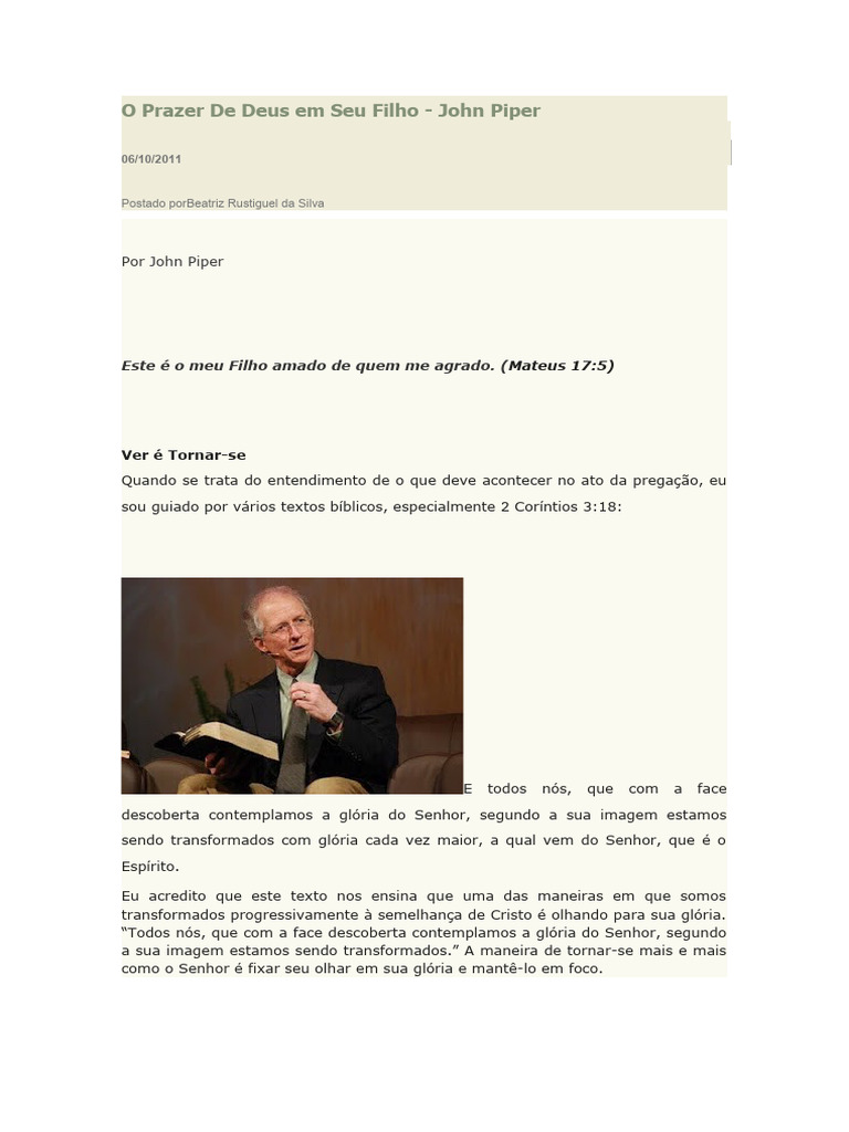 John Piper - O Prazer de Deus em Seu Filho | PDF | Jesus | Deus