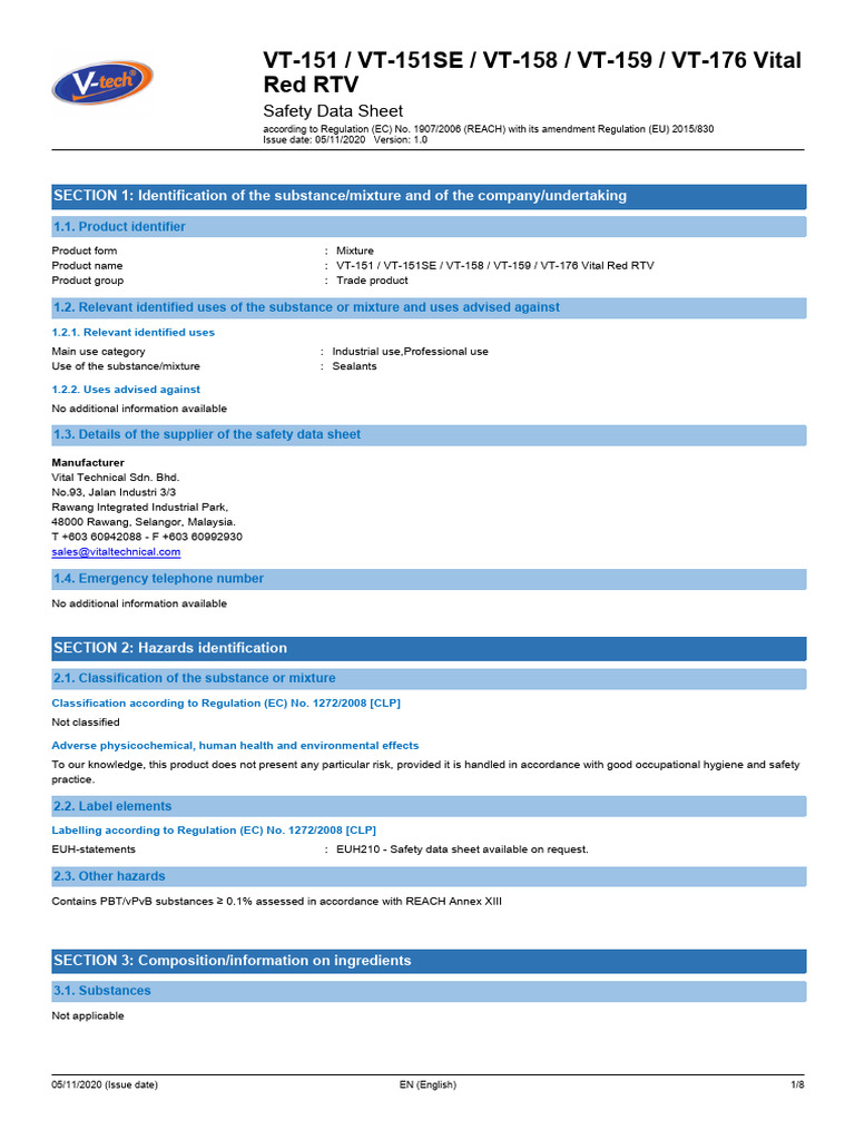 Europium-151 Safety Data Sheet | PDF | Toxicity | Dangerous Goods