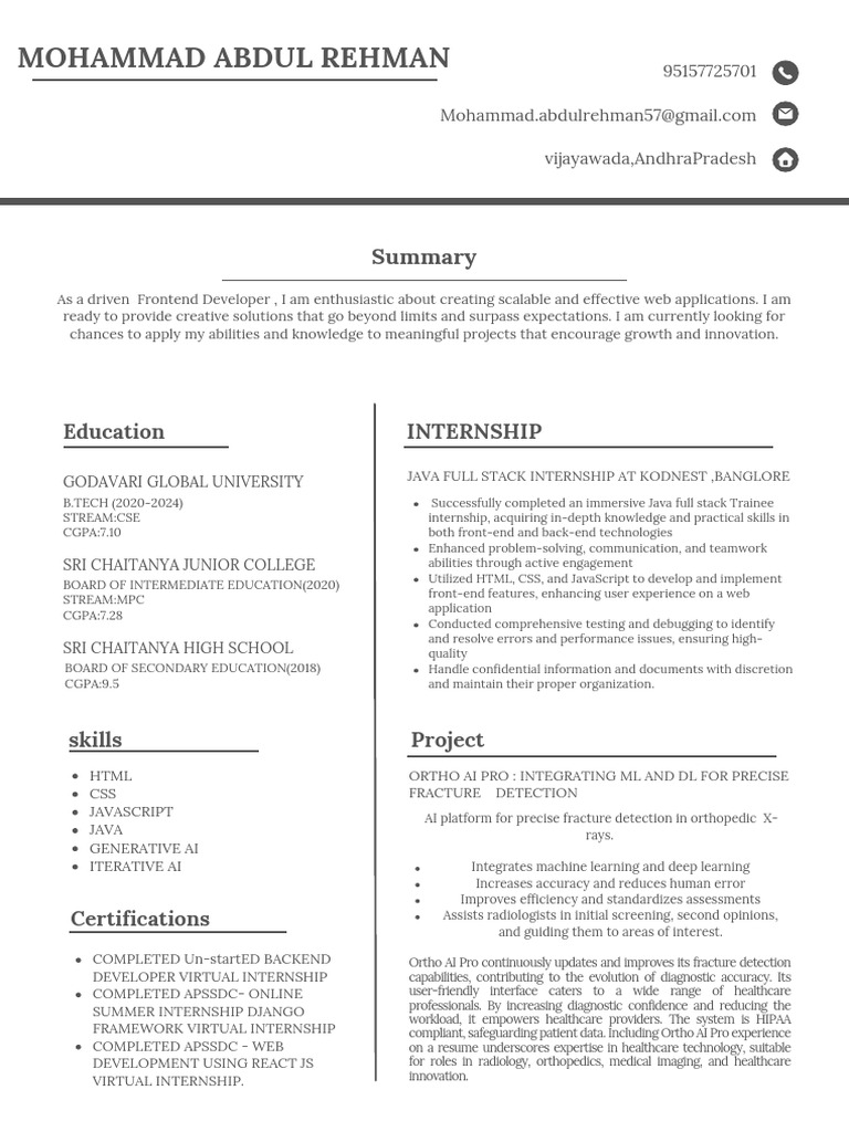 Frontend Developer Resume Summary | PDF | Artificial Intelligence ...