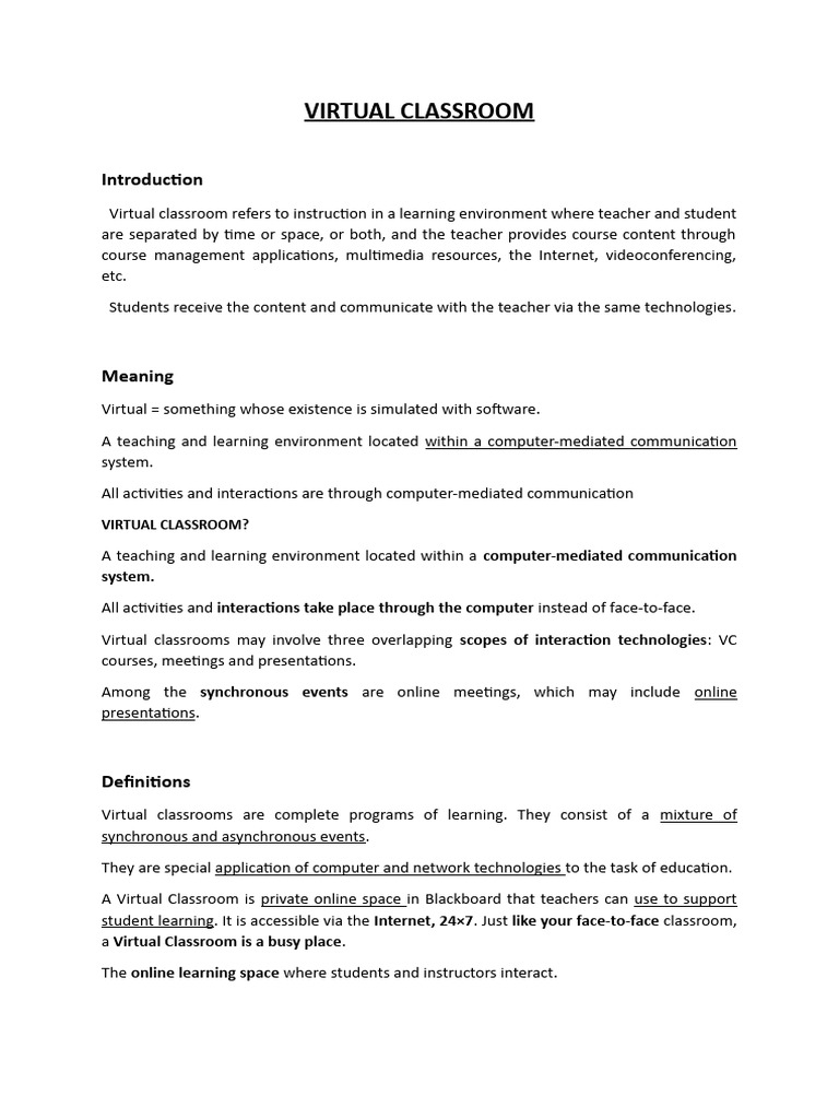 Understanding Virtual Classrooms | PDF | Distance Education ...
